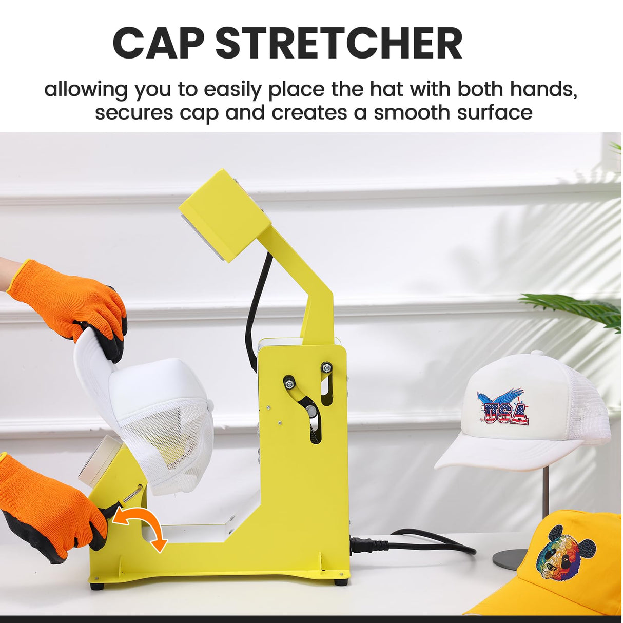 Whubefy 3in1 Hat Press Heat Machine for Caps - Auto Hat Heat Press w/3 Platens - No Crease No Stick - One-Touch Easy Press Cap Heat Press for Hats T-Shirts Small HTV Iron on Vinyl Sublimation Projects Whubefy