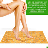 Gonioa Natural Bamboo Bath Mat, Wooden Door Mat Kitchen Floor Bath Rug, Bathroom Shower and Tub Mats, Wooden Bath Mat for Shower, Bath, Spa Or Sauna (16 x 24 Inch) Gonioa