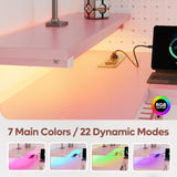 Bestier Gaming Desk with Power Outlets, 42" L-Shaped Gaming Desk with LED Lights, Desk with Reversible Storage Shelves & Hooks for Small Spaces, Bedrooms & Offices,Carbon Fiber Pink Bestier
