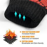 FITFIV BBQ Gloves, Extreme Heat Resistant Barbecue Gloves, Oven Mitts Silicone Non-Slip Oven Gloves, Kitchen Gloves for Cooking, Grilling, and Baking (Red) FITFIV