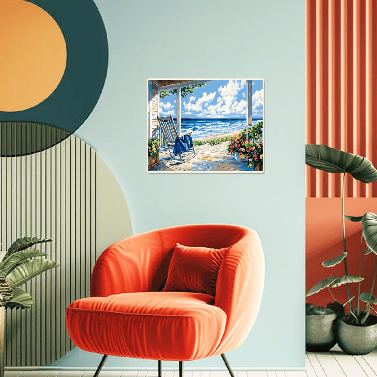 Beach Paint by Numbers Kit for Adults Beginner Landscape Oil Painting Kit Adult Paint by Number Kits on Canvas Ocean DIY Painting for Beginners Art by Numbers for Gifts Home Wall Decor 16x20 Inch obterie