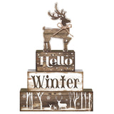 Moucuny 4 Pcs Winter Elk Table Sign Christmas Animal Wooden Elk Table Decorative Signage Winter Tiered Tray Decor Christmas Centerpieces Farmhouse Wooden Block Set Xmas Table Sign for Christmas Home Moucuny