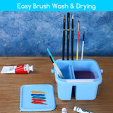 MEEDEN Paint Brush Cleaner & Holder: Portable Multi-function 6-Hole Paint Brush Washer with Lid Palette and Handle for Cleaning Acrylic, Watercolor, and Water-Based Paints MEEDEN