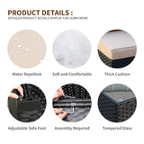 Valita 7 Piece Outdoor PE Wicker Furniture Set, Patio Black Rattan Sectional Sofa Couch with Washable Khaki Cushions… Valita