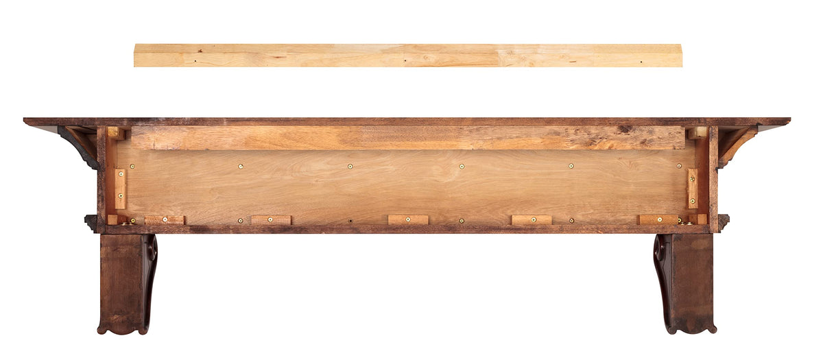 Pearl Mantels ARYB7241670 Elegantly Detailed Wood Mantel Shelf, 72", Distressed Cherry Pearl Mantels