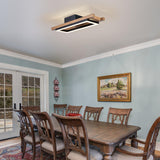 Lingkai LED Modern Ceiling Lights Wooden Square Rectangular Lamp Fixture Wood, 17.3in 12w Modern Kitchen Ceiling Lighting Fixtures 3000K for Island Bedroom Living Room Hallways Lingkai