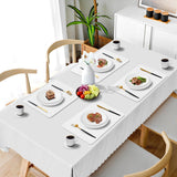 APLKER Vinyl Placemats Set of 6, Heat Resistant Dining Table Placemats Waterproof Washable Wipeable Faux Leather Place Mats and Coasters for Kitchen, Dining, Party & Outdoor (White) APLKER