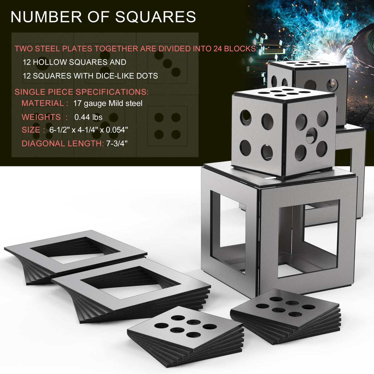 WelderElite 24-Piece Steel Welding Practice Coupons, 17 Gauge Thickness, Ideal for Beginners, Comprehensive Skill Enhancement Training Kit WelderElite