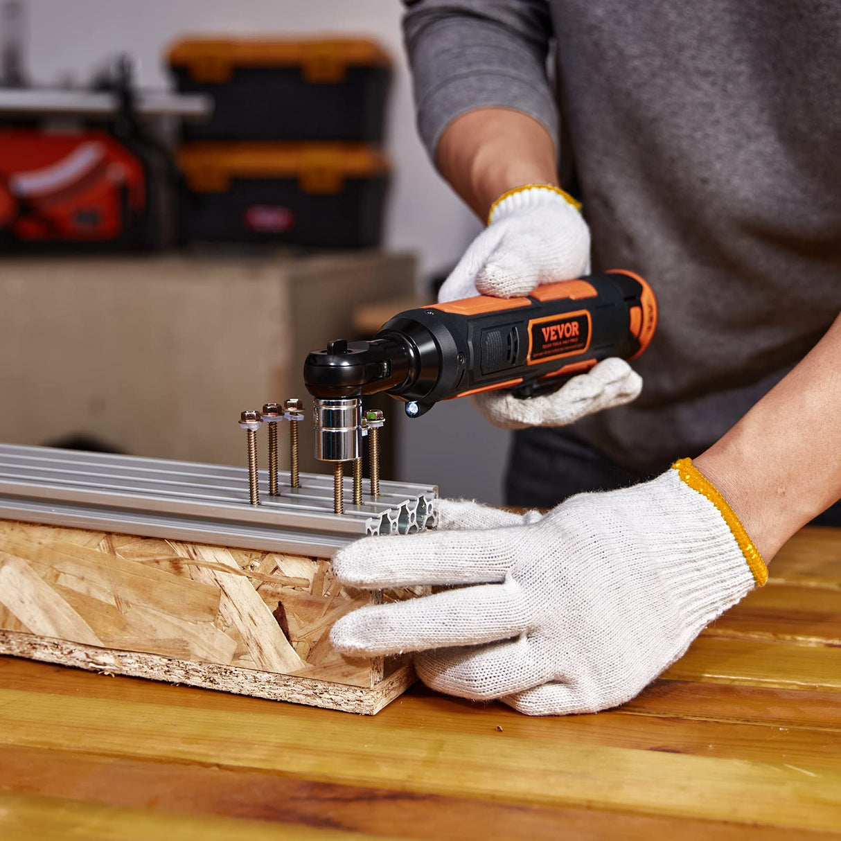 VEVOR 3/8" Cordless Electric Ratchet Wrench Set, 33 Ft-lbs 12V Power Ratchet Tool Kit with 45-Min Fast Charge, 2-Pack 2.0Ah Battery, Built-in LED Light, Variable Speed Trigger, 10 Sockets VEVOR