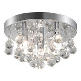 TISLYCO Modern Round Crystal Chandelier Ceiling Light,3 Light Crystal Flush Mount Small Chandelier, Silver Modern Ceiling Lamps Raindrop Chandelier Crystal Light Fixture for Bedroom, Hallway TISLYCO