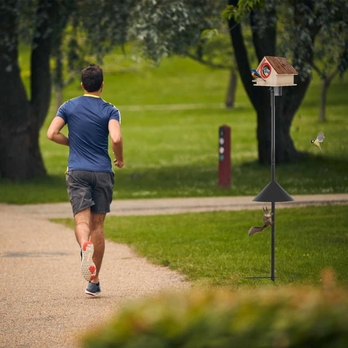Smart Bird Feeder Pole - (32-92 Inch) Adjustable Bird House Pole Compatible with Bird Buddy, Bluebird House and Variety of Smart Birdhouse Styles, Heavy Duty Bird Feeder Stand Mount Kit(1) AYIXITIELU