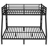 HZXINKEDZSW Metal Queen Over King Bunk Bed with 2 Side Ladder and Guardrails, Heavy Duty Metal Bunk Bed Frame with Underbed Storage Space for Teens Adults, No Box Spring Needed (Black, Queen/King) HZXINKEDZSW