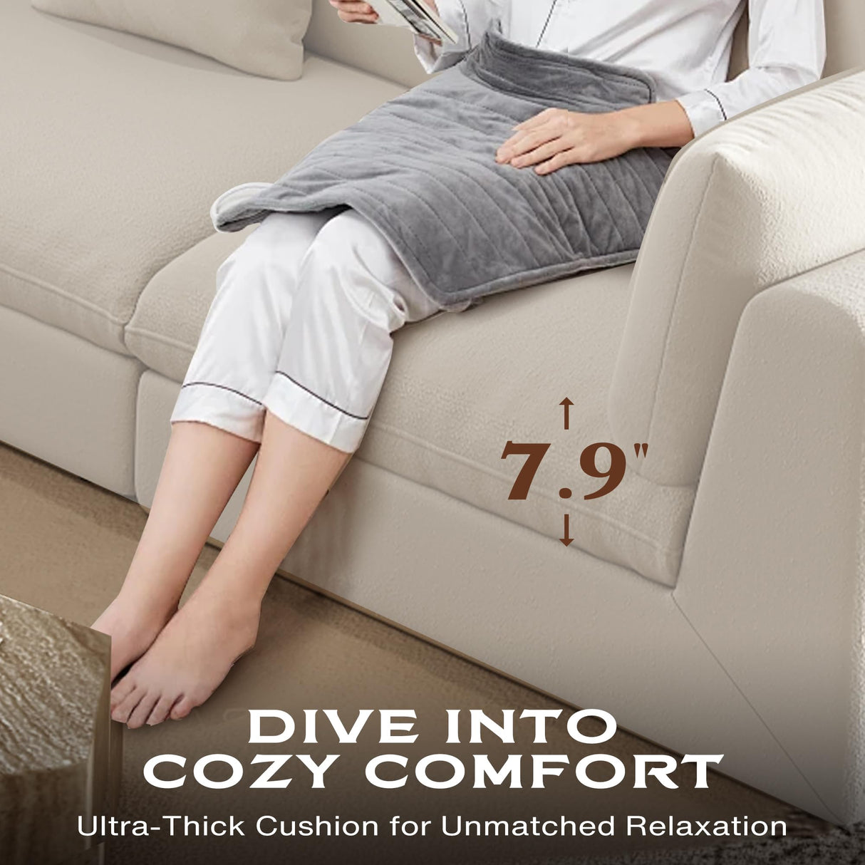 Fajiani Oversized Modular Sectional Sofa,Cloud Couch Deep Seat Sofa Cushion Covers Removable, Oversized Sectional Couches for Living Room (3 Seater+1 Ottoman-Cream White) Fajiani