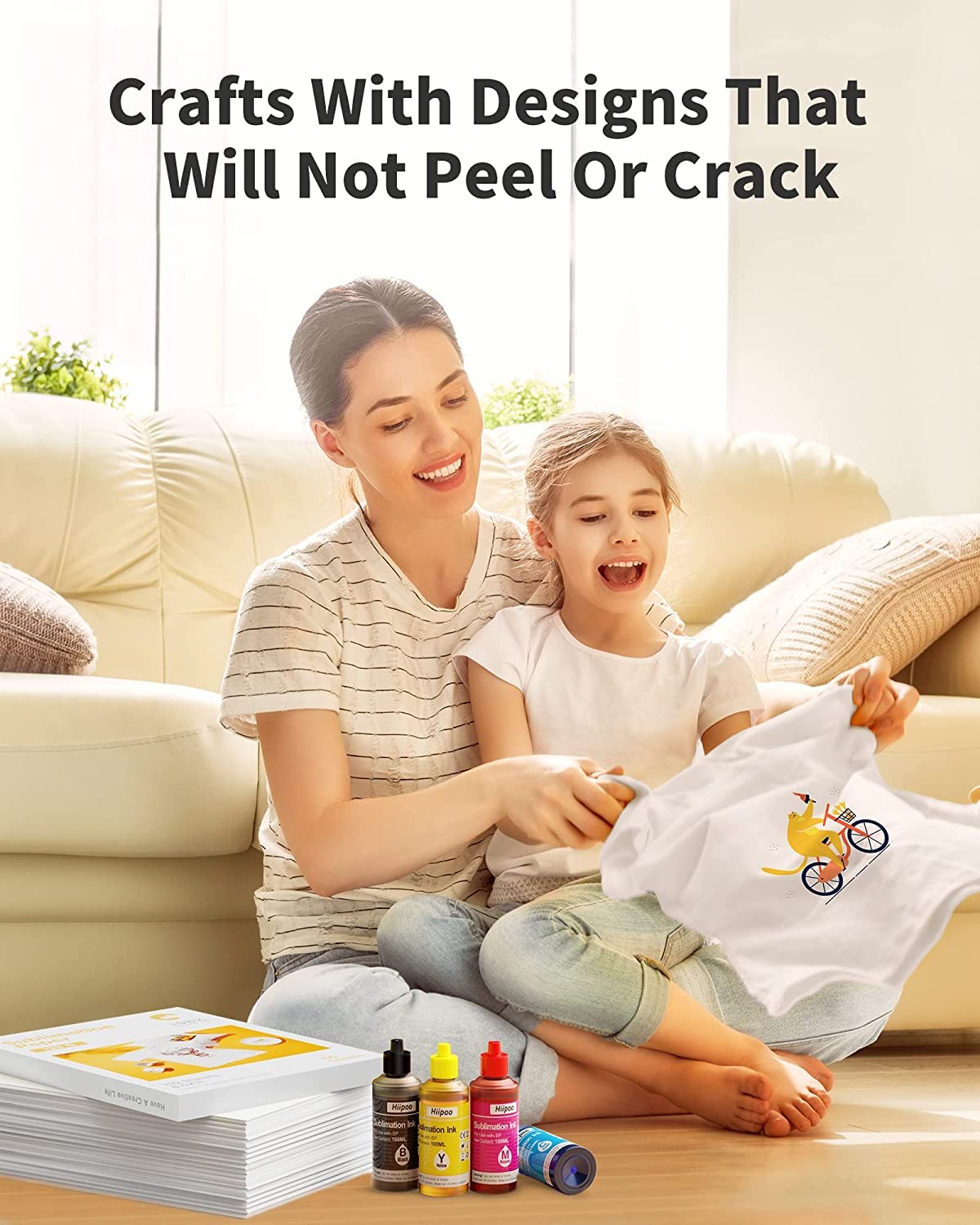 Hiipoo Sublimation Paper 8.5x11 Inch, Work with Sublimation Ink and E Sawgrass Inkjet Printers for Mugs T-Shirts Light Fabric and Other Sublimation Blanks (110 Sheets, 120G) (A-8.5x11) Hiipoo