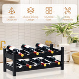 COSTWAY Wine Rack, Bamboo 12 Bottles 2-Tier Wine Display Rack for Countertop Home Kitchen Pantry, Free Standing Wine Storage, Rack Tabletop Wine Rack (Brown) COSTWAY