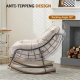 AIDEHO Outdoor Patio Rocking Chair, Oversized Papasan Chair with Cushion and Frame, Comfy Modern Rocker Egg Chair for Living Room, Garden Backyard，Beige AIDEHO