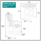 kevinplus Outdoor Patio Table Bar Height Table and Bar Chairs Set of 4, for Garden Backyard Poolside Balcony, Umbrella Hole (5 PCS, Grey and White) kevinplus