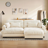 SoarTalent 93.7" Modern Oversized Modular Sectional Sofa 2-Seater Loveseat L-Shaped Cloud Couch with Ottoman,Pillows and Overthick Cushion for Living Room,Home Theater,Apartment,Velvet,Beige SoarTalent