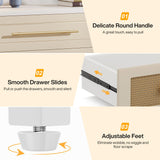 Tribesigns 6 Drawer Dresser, Modern Rattan Dresser for Bedroom, 55" Long Double Dresser Wood Storage Organizer Chest of Drawers for Closet Living Room, White and Brown Tribesigns