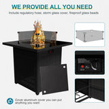 Ophelian 8 Piece Patio Furniture Set with Fire Pit Table, Wicker Outdoor Sectional Sofa Set with Thick Anti-Slip Chusions, Patio Conversation Sets for Backyard, Garden, Deck (Brown/Peacock Blue) Ophelian