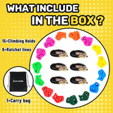 Just.smile Climbing Hold for Kids Outdoor-Ninja Tree Climbing Rocks 15 Pcs with 6 Ratchets-Climbing Grip Kits for Ninja Warrior Obstacle Course Just.smile