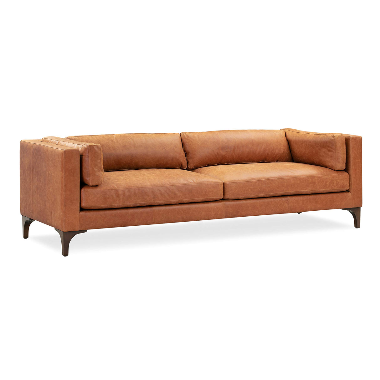 POLY & BARK Argan 93" Sofa in Full-Grain Pure-Aniline Italian Tanned Leather in Cognac Tan POLY & BARK