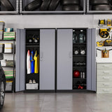 MIIIKO Metal Wardrobe Cabinet with Locking Doors, Metal Locker Armoire Closet for Clothing, 2 Door Steel Storage Cabinet with Adjustable Shelves for Bedroom, Locker Room, Home Office and Garage MIIIKO