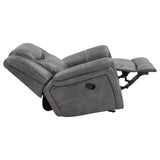 Coaster Home Furnishings - Conrad - Leatherette Upholstered Glider Recliner Chair with Overstuffed Arms, Pocket Coil Seating, and Ergonomic Lever - Living Room - 33-Inch - Gray - 650356 Coaster Fine Furniture