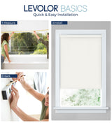 LEVOLOR Basics Cordless Fabric Roller Shade, Easy to Install Blackout Shades for Windows, Neutral White, Fits up to 21” Width and 72” Length, Home Solution for Any Space or Room Decor LEVOLOR