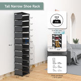isightguard Vertical Narrow Tall Shoe Rack for Front Door Entrance,10 Tiers Sturdy Metal Shoe Rack Organizer for Closet Entryway, Storage Shelf, Space Saving Stackable Shoe Tower isightguard