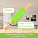 Honglida Mini Silicone Rolling Pin for Kids, Non-stick Surface Wood Handle, 9 Inches 2 Pack Honglida