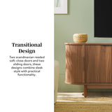 Walker Edison Chloe Curved Reeded TV Stand, Sliding Doors, 65 Inch, 60 inch, Mocha Walker Edison