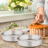 E-far 8 Inch Cake Pan Set of 3, Stainless Steel Round Layer Cake Baking Pans, Non-Toxic & Healthy, Mirror Finish & Dishwasher Safe E-far