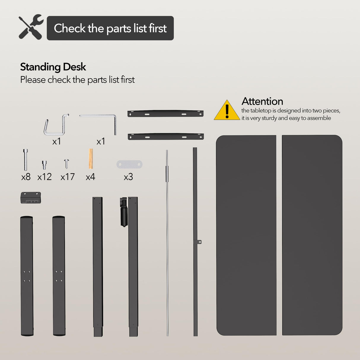 LongKe Electric Standing Desk Adjustable Height, 40x24 Inches Sit Stand up Desktop for Home Office, Ergonomic Rising Computer Table with Memory Preset, Black LongKe