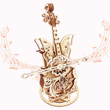 3D Wooden Puzzle for Adults - Cool Cello Music Box DIY Model for Adults to Build Wood Crafts Mechanical Puzzle Building Kits for Kids Age 14+Years Old IQIETOY