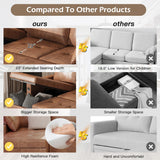 Esright Sleeper Sofa Couch with Pullout Bed, Faux Leather Sofa Bed Pull Out Couch with Reversible Storage Chaise, L Shaped Sectional Sleeper Sofa Couches for Living Room Clearance, Brown Esright