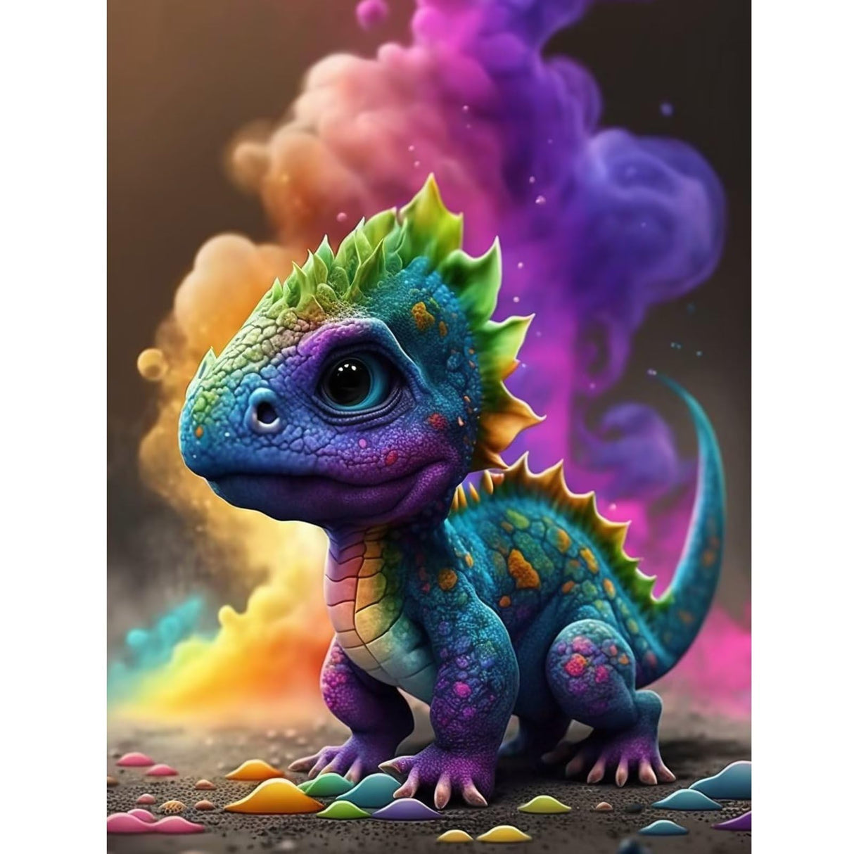 CoHraeu Diamond Painting Kits Cute Dinosaur Baby, Beautiful Diamond Painting Picture Round Drill and Full Drill Diamond Art Kits for Adult Home Wall Decoration 8x12 inch CoHraeu
