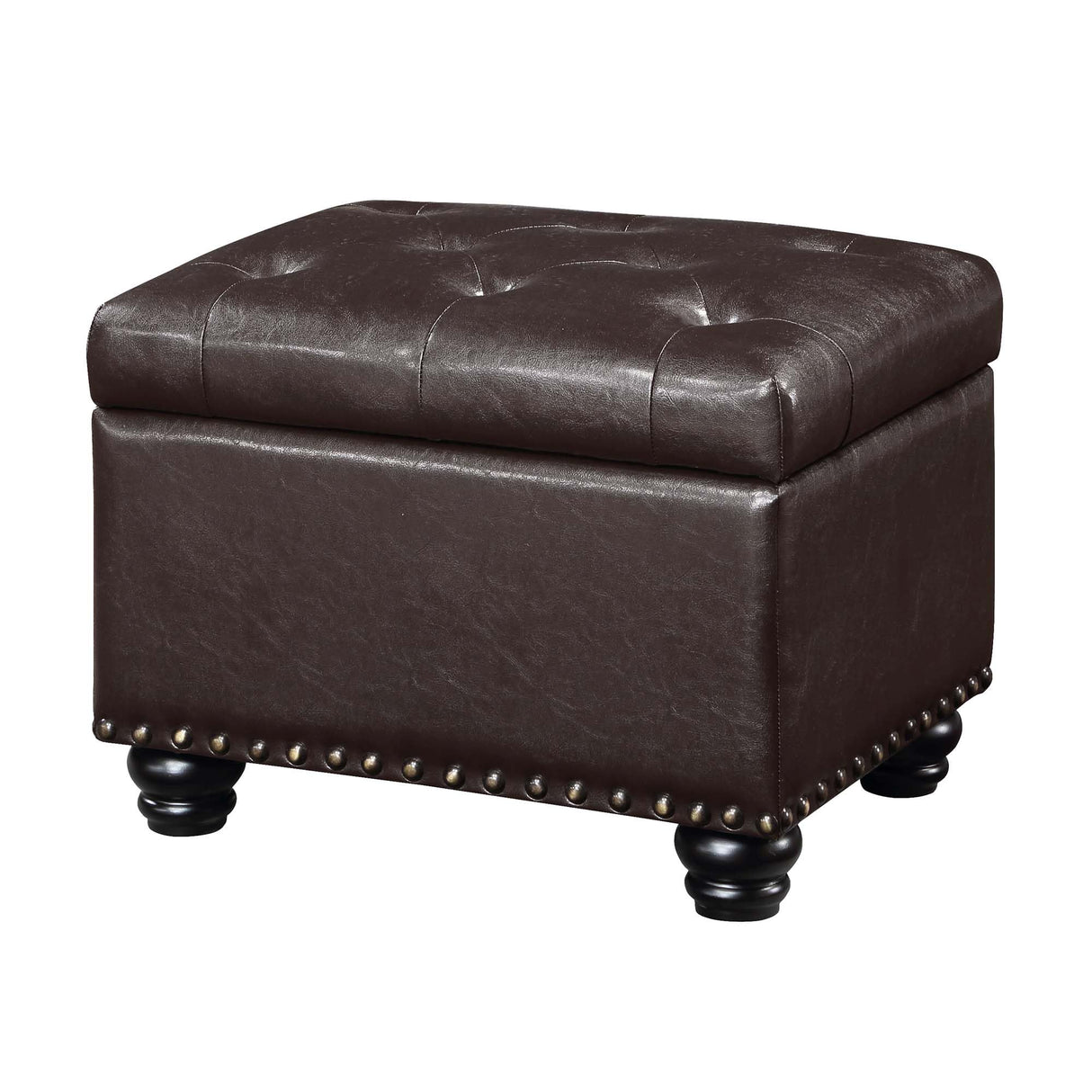 Convenience Concepts Designs4Comfort 5th Avenue Storage Ottoman 24" Contemporary Foot Stool and Seat with Hinged Lid for Living, Dining Room, Office, Den, Dark Espresso Convenience Concepts