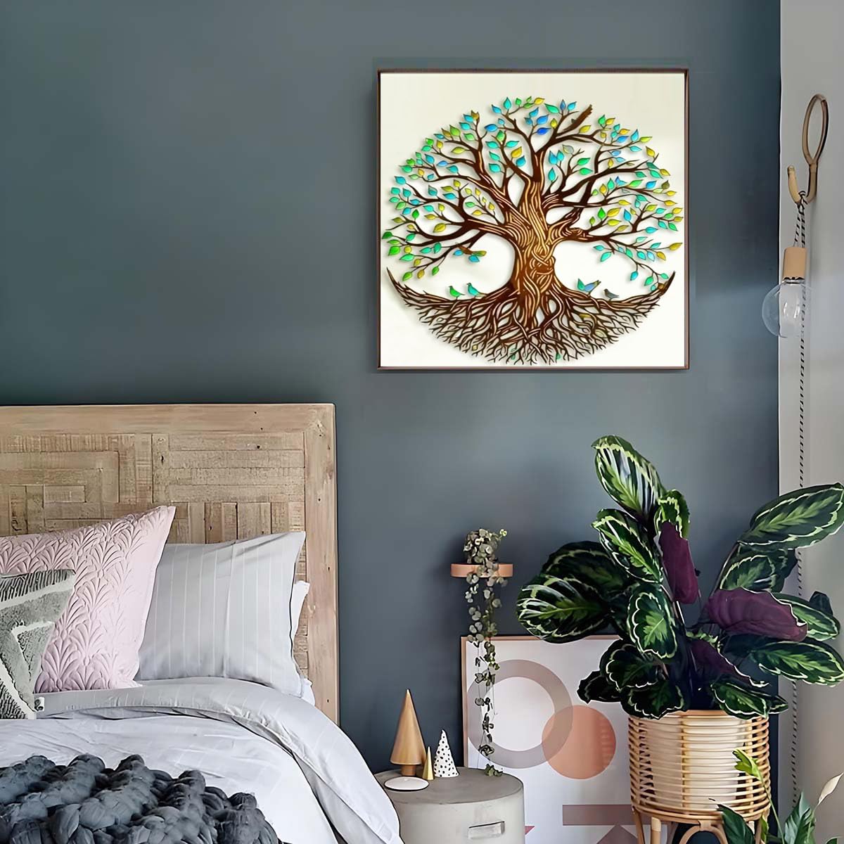 Tree Diamond Painting Kits for Adults,5D Tree of Life Diamond Art Kits,DIY Round Full Diamond Dots Painting and Craft for Home Wall Decoration 13.8×13.8 Inch GEMFAMILY