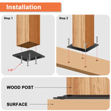 ForoGore 4" x 4" Wood Post Plate Connector, Powder-Coated Decking Post Base, Wood Fence Post Anchor Base, Deck Porch Railing Support Base(4 Pack) ForoGore