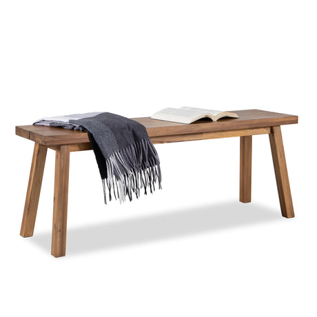 VICTORY RELAX Solid Wood Bench - Minimalist Design, Acacia Wood Construction, Brown Color, Versatile for Entryway, Living Room, Bedroom & Outdoors, Easy Assembly & Weather-Resistant VICTORY RELAX