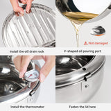 Kerilyn Deep Fryer Pot, 11 Inch/4.2 L Janpanese Style Tempura Frying Pot with Lid, 304 Stainless Steel with Temperature Control and Oil Drip Drainer Rack, for Kitchen French Fries, Chicken etc Kerilyn
