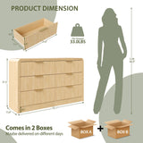 Decofy Fluted 6 Drawers Dresser for Bedroom,55'' Wide Wood Dressers with Gold Handles, Modern Dressers with Wave Texture, Large Storage Chest of Drawers, Bedroom Dresser Organizer (Natural Oak) Decofy