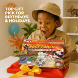 Playz Fossil Digging Kit for Kids Ages 6-12 – Dinosaur Fossil Excavation Tools, Paleontology Volcano Lab & Mining Activity Set Playz