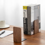 Muso Wood Book Ends for Shelves, Non-Slip Bookends, Heavy Duty Wooden Bookend Support for Books and Movies (Walnut 1 Pair) muso wood