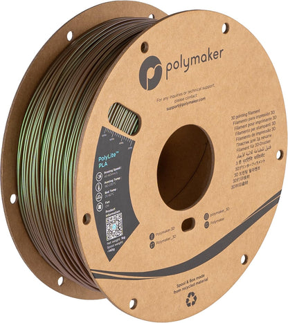 Polymaker Color Changeable Starlight Bronze PLA 3D Printer Filament 1.75mm, Different Color by Light, Barely Visible Layer Lines - Starlight Meteor 1.75 PLA Metallic, Dimensional Accuracy +/- - WoodArtSupply