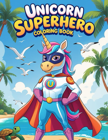 Unicorn Superhero Coloring Book for Kids Ages 4–8: Brave “U” on a Magical Island Adventure – Volcanoes, Treasures, Parrots & Jungle Fun! ("Super ... & Inspiring Coloring Books for Kids Ages 4–8) Majosta