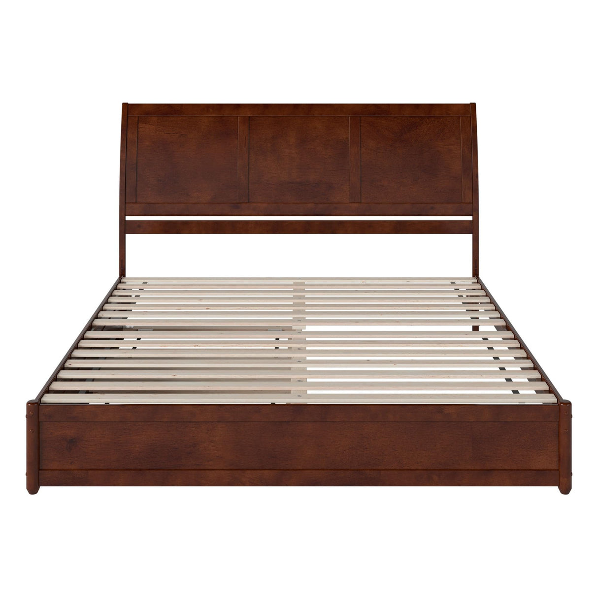 AFI, Andorra King Platform Bed with Panel Footboard & Twin XL Trundle, Walnut AFI