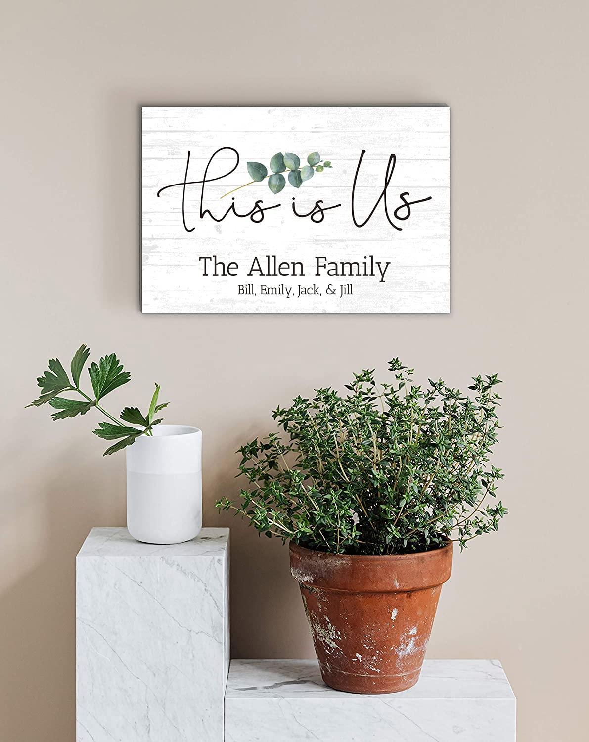 This is Us Sign Solid Wood Personalized Family Farmhouse Decor Wall Art - 16.5” x 10.5” - WoodArtSupply