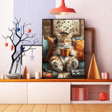 RYMILIE Cat Diamond Art Kits for Adults,Music Diamond Painting Kits for Beginners,DIY 5D Coffee Diamond Painting Kit for Home Wall Decor Gifts【11.8x15.7Inch】 RYMILIE